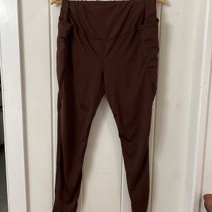 Brown Maternity Leggings with Pockets